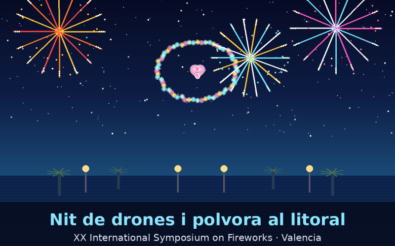 Noche de drones y pólvora en el litoral: el Simposio Internacional de Pirotecnia llega a su recta final